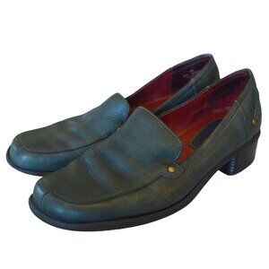 Naturalizer Dark Green Leather Loafers Women's Size 9 Minimalist Business Casual